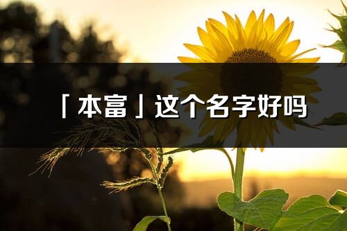 「本富」这个名字好吗_本富名字寓意,含义