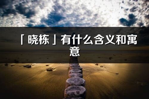 「晓栋」有什么含义和寓意_晓栋名字的出处与意思