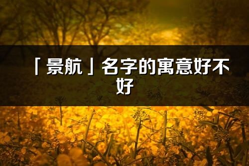 「景航」名字的寓意好不好_景航含义分析