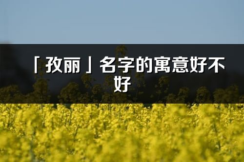 「孜丽」名字的寓意好不好_孜丽含义分析