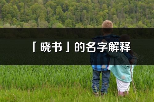 「晓书」的名字解释_晓书含义分析