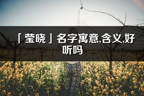 「莹晓」名字寓意,含义,好听吗_莹晓名字分析打分