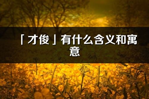 「才俊」有什么含义和寓意_才俊名字的出处与意思