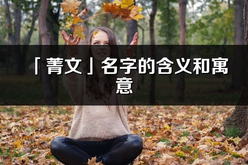 「菁文」名字的含义和寓意_菁文的出处与意思解释