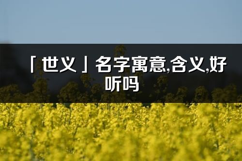 「世义」名字寓意,含义,好听吗_世义名字分析打分