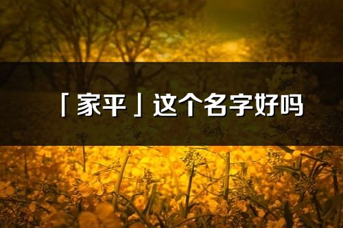 「家平」这个名字好吗_家平名字寓意,含义