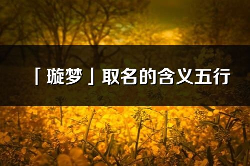 「璇梦」取名的含义五行_璇梦名字寓意解释