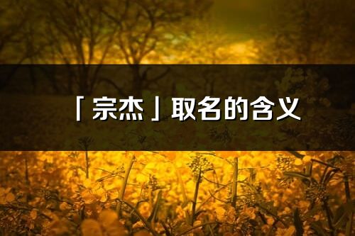 「宗杰」取名的含义_宗杰名字寓意解释