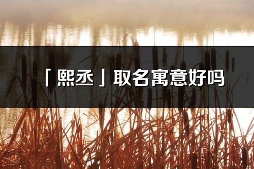 「熙丞」取名寓意好吗_熙丞名字含义及五行