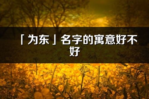 「为东」名字的寓意好不好_为东含义分析