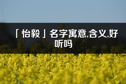 「怡毅」名字寓意,含义,好听吗_怡毅名字分析打分