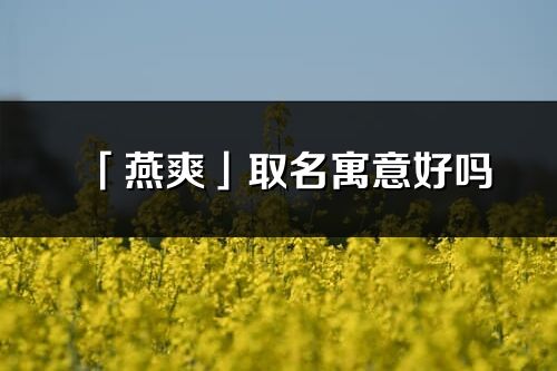 「燕爽」取名寓意好吗_燕爽名字含义及寓意