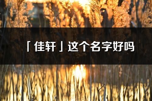 「佳轩」这个名字好吗_佳轩名字寓意,含义