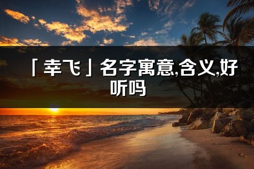 「幸飞」名字寓意,含义,好听吗_幸飞名字分析打分