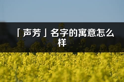 「声芳」名字的寓意怎么样_声芳的出处