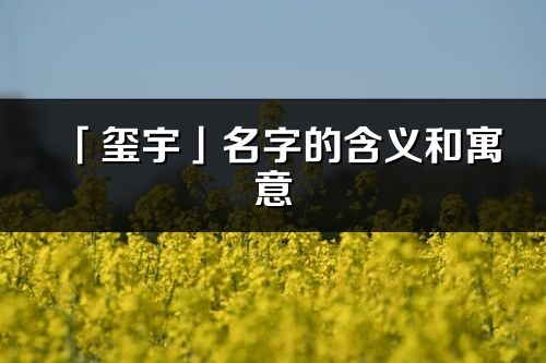 「玺宇」名字的含义和寓意_玺宇的出处与意思解释