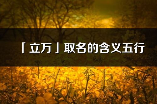 「立万」取名的含义五行_立万名字寓意解释