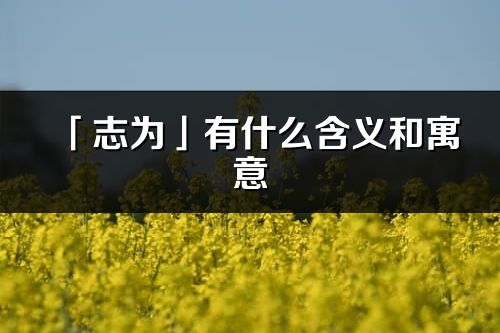 「志为」有什么含义和寓意_志为名字的出处与意思