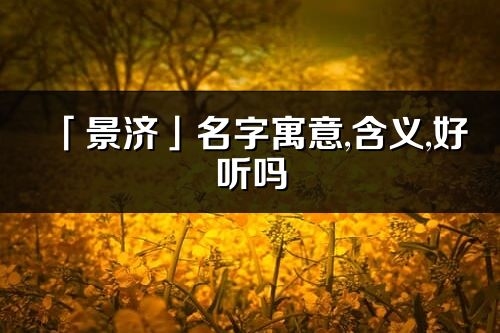 「景济」名字寓意,含义,好听吗_景济名字分析打分