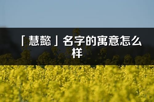 「慧懿」名字的寓意怎么样_慧懿的出处