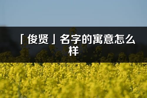 「俊贤」名字的寓意怎么样_俊贤的出处