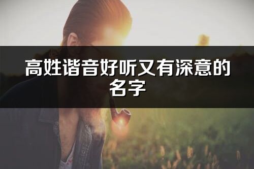 高姓谐音好听又有深意的名字