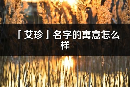 「艾珍」名字的寓意怎么样_艾珍的出处