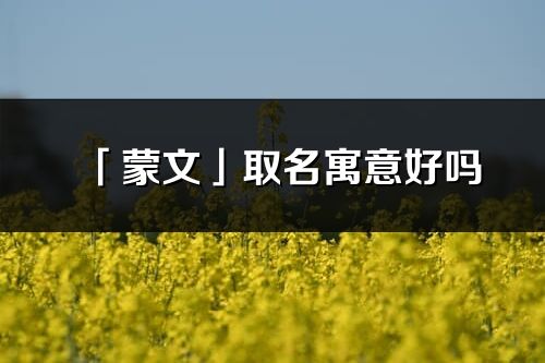 「蒙文」取名寓意好吗_蒙文名字含义及寓意