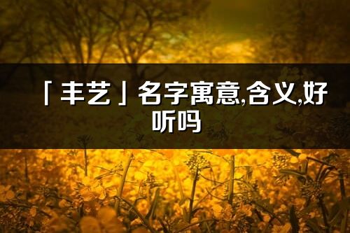 「丰艺」名字寓意,含义,好听吗_丰艺名字分析打分