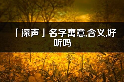 「深声」名字寓意,含义,好听吗_深声名字分析打分