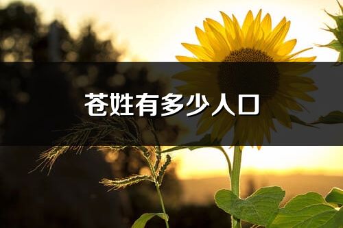 苍姓有多少人口_苍姓起源及分布