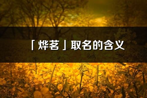 「烨茗」取名的含义_烨茗名字寓意