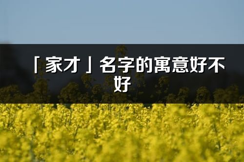 「家才」名字的寓意好不好_家才含义分析