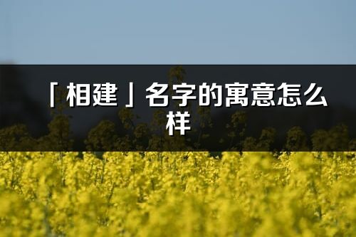 「相建」名字的寓意怎么样_相建的出处