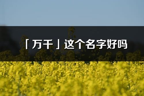 「万千」这个名字好吗_万千名字寓意,含义