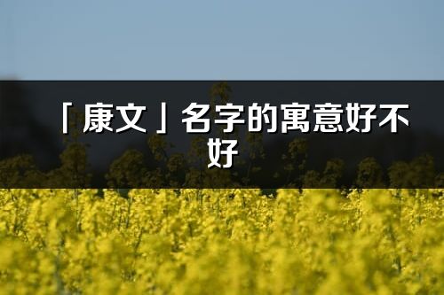 「康文」名字的寓意好不好_康文含义分析