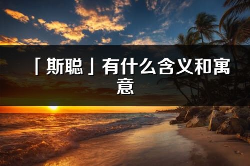 「斯聪」有什么含义和寓意_斯聪名字的出处与意思