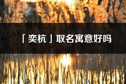 「奕杭」取名寓意好吗_奕杭名字含义及寓意