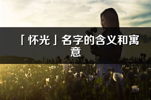 「怀光」名字的含义和寓意_怀光的出处与意思解释