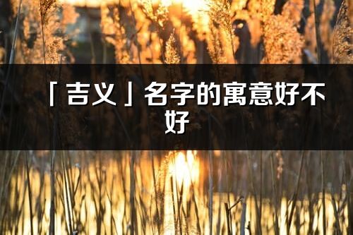 「吉义」名字的寓意好不好_吉义含义分析