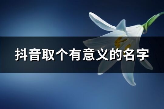 抖音取个有意义的名字(精选749个)