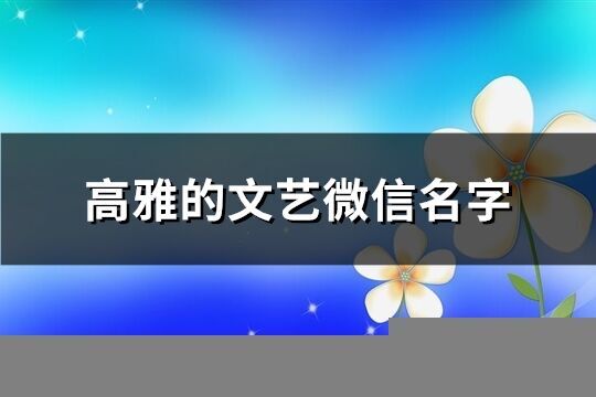 高雅的文艺微信名字(优选232个)