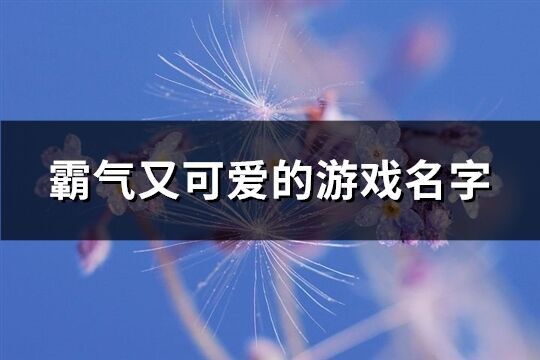 霸气又可爱的游戏名字(156个)