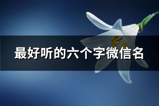 最好听的六个字微信名(共279个)