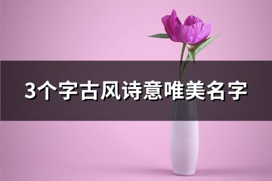 3个字古风诗意唯美名字(优选217个)