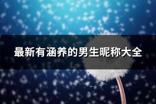 最新有涵养的男生昵称大全(精选373个)