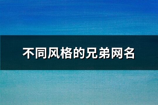 不同风格的兄弟网名(优选87个)