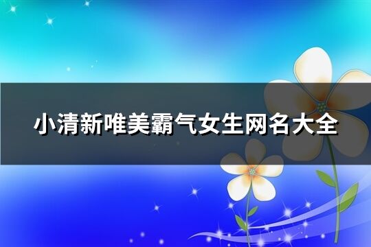 小清新唯美霸气女生网名大全(80个)