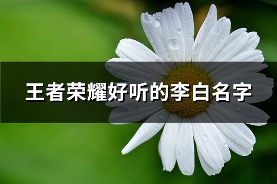 王者荣耀好听的李白名字(优选230个)