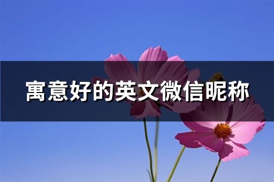 寓意好的英文微信昵称(共175个)